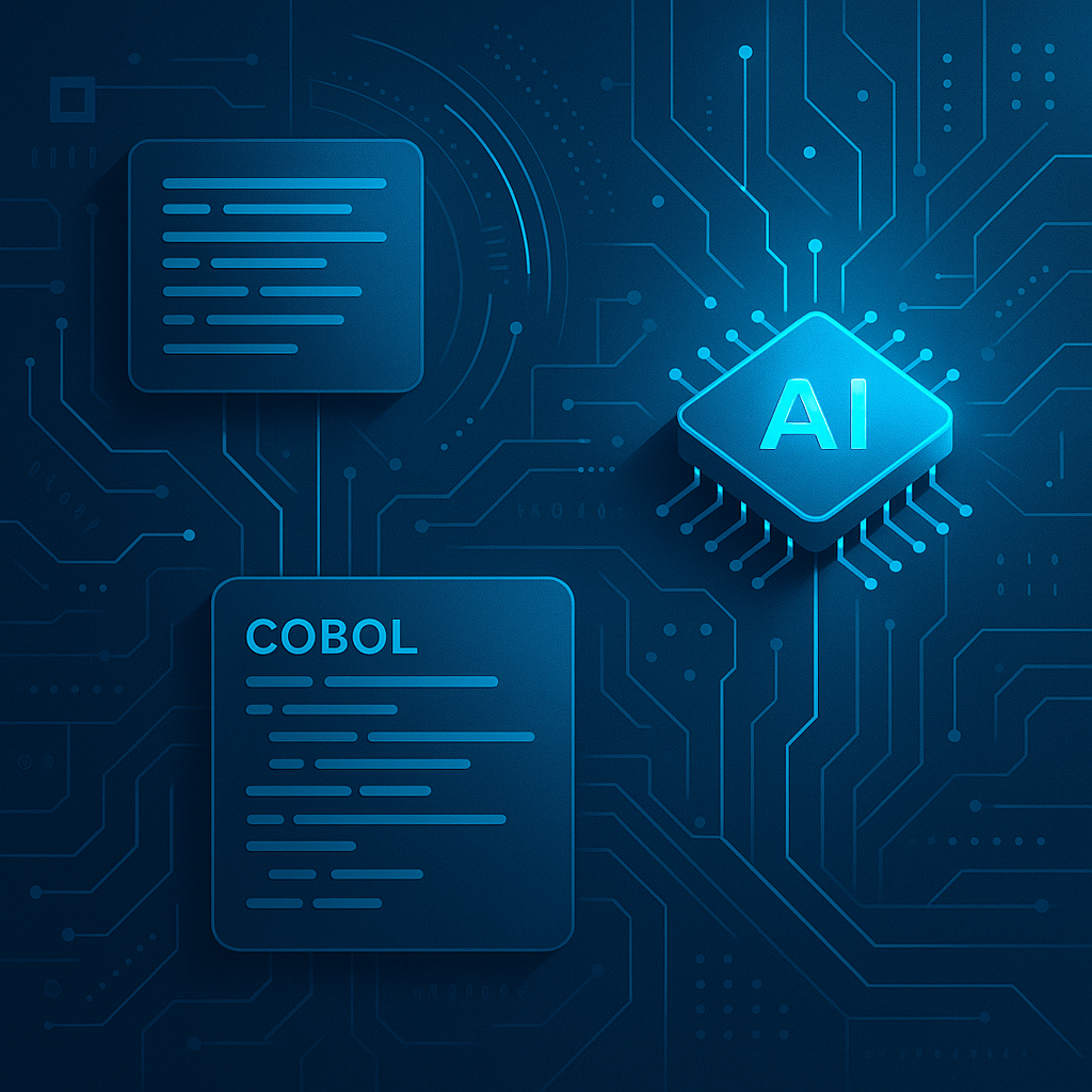 Image illustrant la modernisation du code COBOL avec l'IA