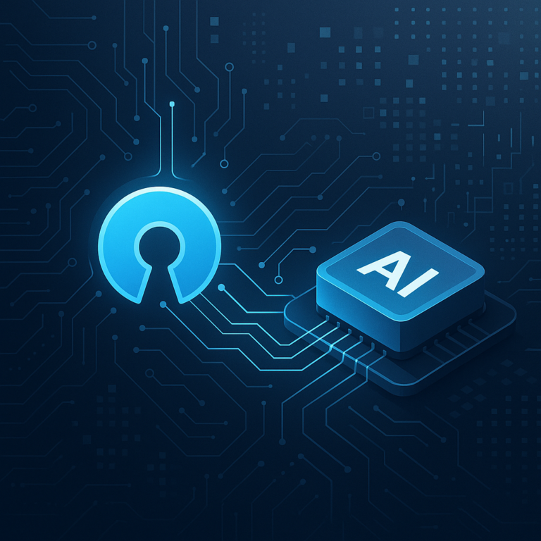 Illustration de la collaboration entre Open Source et Intelligence Artificielle