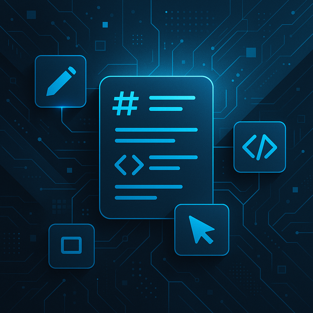 Équipe collaborant sur un document Markdown en ligne
