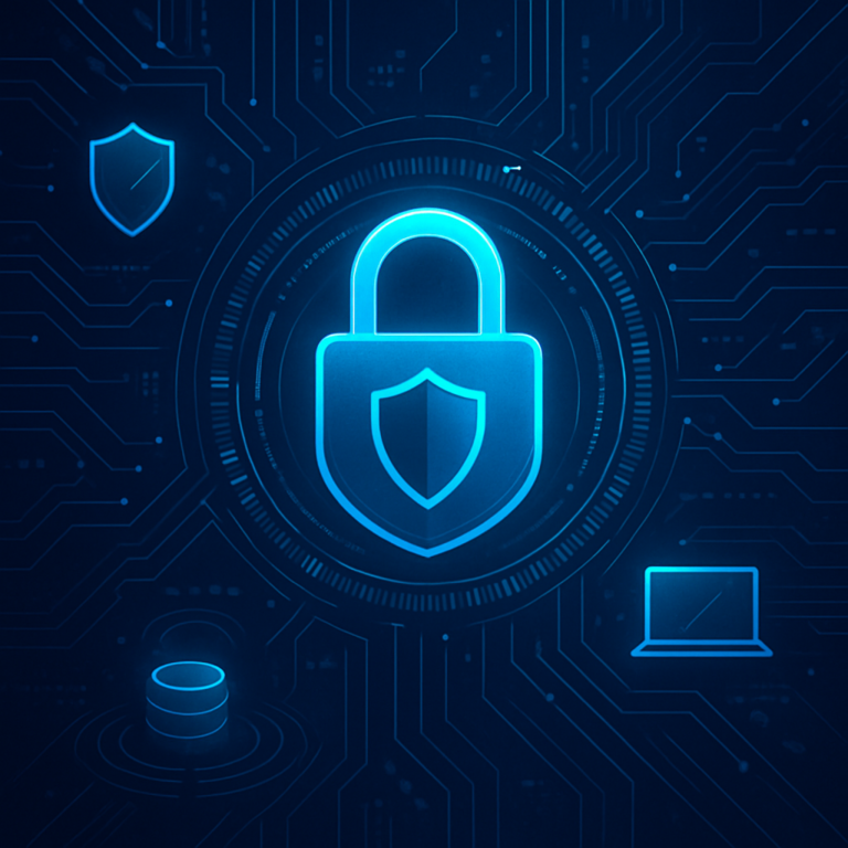 Illustration représentant la sécurité des agents AI avec des éléments technologiques