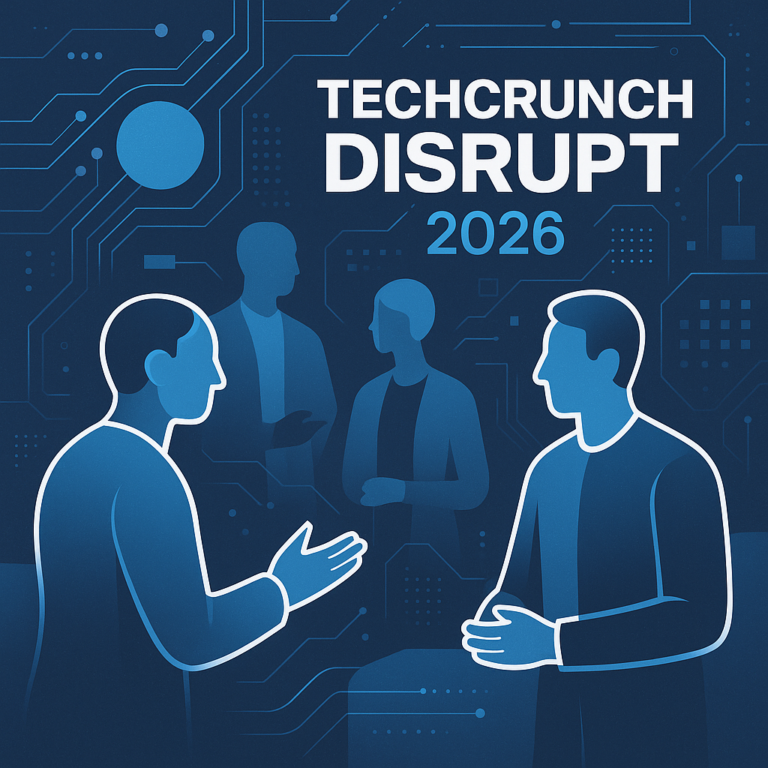 Participants au TechCrunch Disrupt 2026 en discussion.
