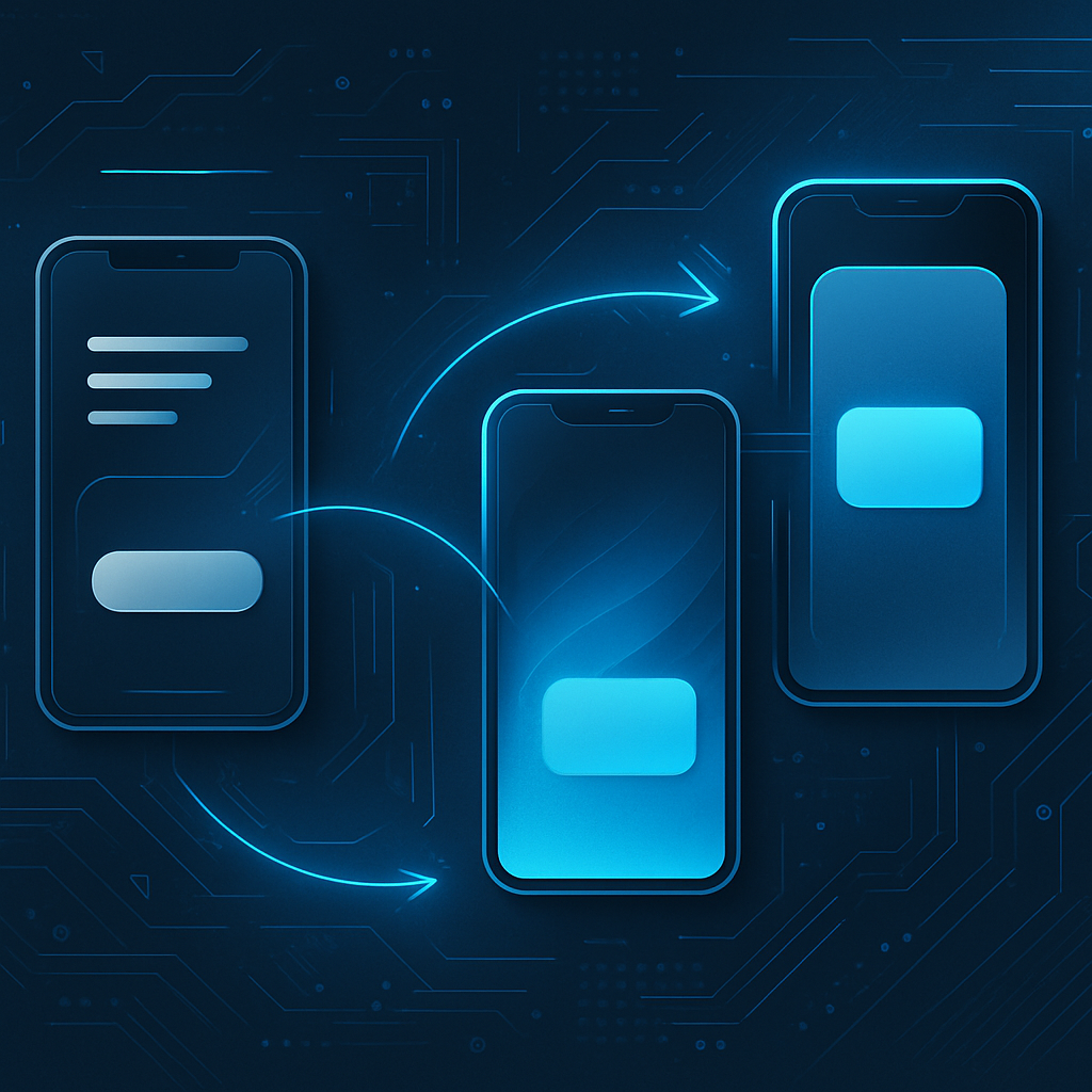 Illustration des transitions de vue en design UX